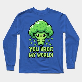 You Broc My World! Cute Broccoli Pun Long Sleeve T-Shirt